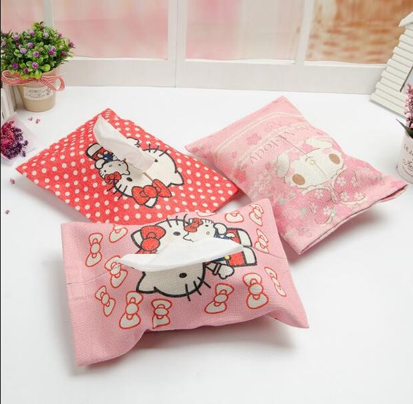 

5 pcs cartoon hello kiy my melody car room soft plush removable leather tissue case