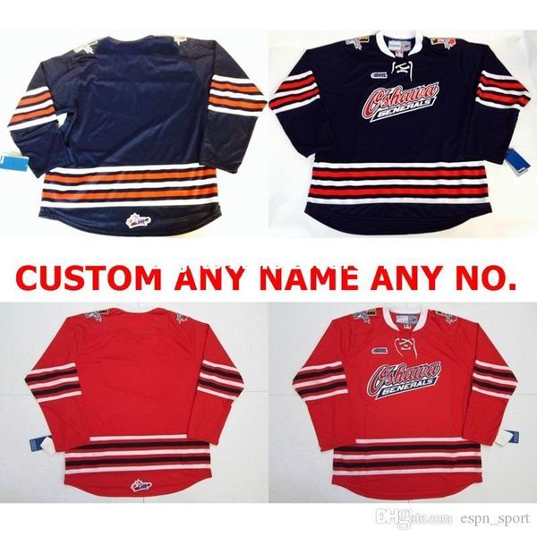 

custom 2016-2017 new customize ohl oshawa generals jersey mens womens kids blue red personalized stitched any name no.ice hockey jerseys, Black;red