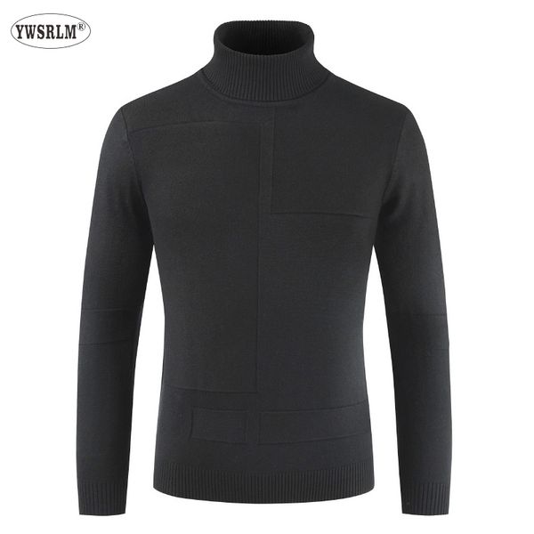 

sweater pullover 2018 autumn winter new casual high collar solid color sweater fashion slim knitted pullover men's, White;black