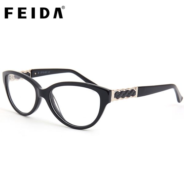 

feida women eyeglasses frame acetate eyeglasses frame ultra-light fashion cat eye clear optical glasses brand designer 2712-201, Silver