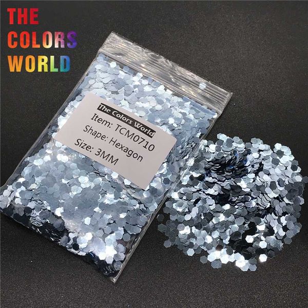 

tcm0710 pale blue color metallic luster hexagon shape nail glitter nail art decoration face painting henna tattoo handwork diy, Silver;gold