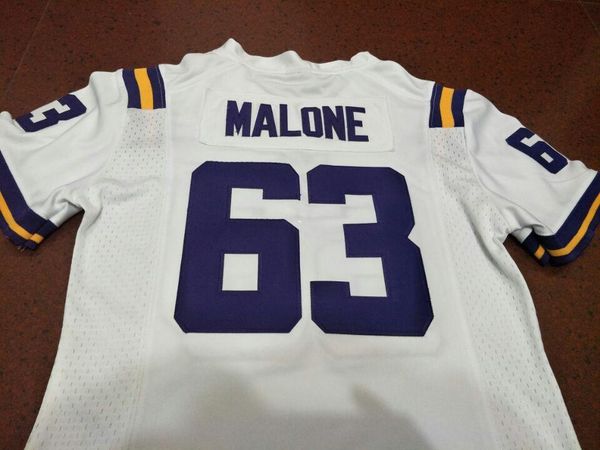 

men purple white #63 k.j.malone lsu tigers alumni college jersey or custom any name or number jersey, Black;red