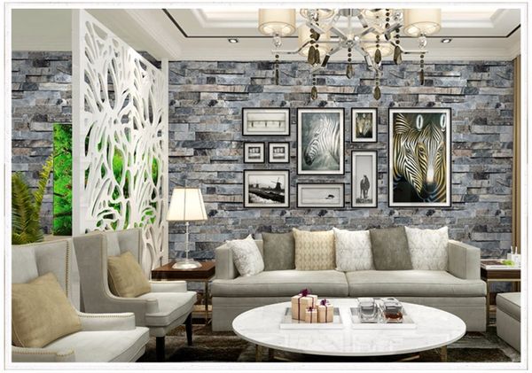 3d Stereoscopic Faux Stone Brick Wall Wallpaper For Walls 3 D Living Room Tv Background Vinyl Wallpaper Papier Peint Mural 3d Photos For Wallpapers