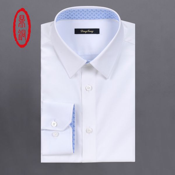 

dingtong custom-made 100 cotton white dress shirts men's long sleeve button solid formal shirt 3 ps customize your shirt, White;black