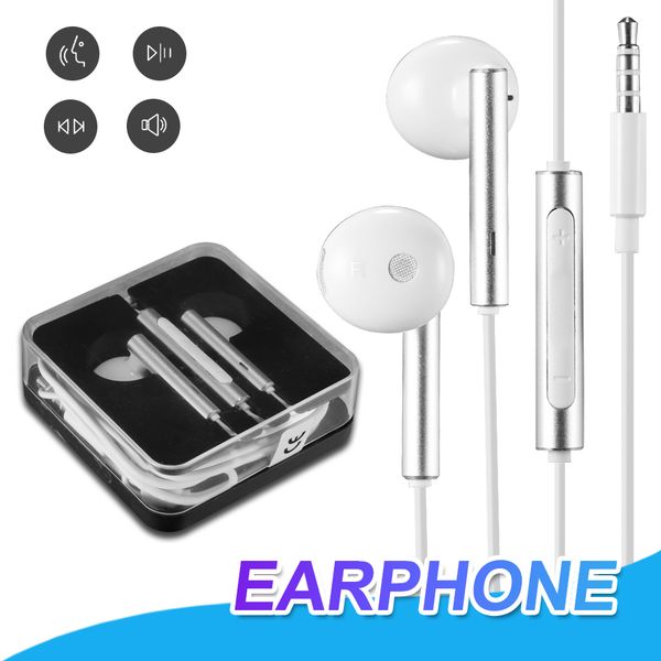 

for huawei 3.5mm handsheadphones with mic remote control sport earphone for samsung huawei xiaomi lg with crystal box