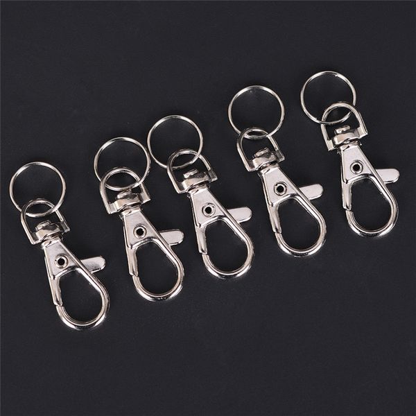 

10pcs classic key chain ring silver metal swivel lobster clasp clips key hooks keychain split ring diy bag jewelry wholeales