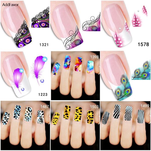 

addfavor 1pc nail sticker animal skin feather pattern nail art decal water transfer diy fingernail foil manicure decoration tool, Black