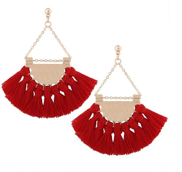 

european and american fashion fan tassel earrings high-end bohemia exaggerated earrings accessories long tassel fringe dangle earrings, Silver