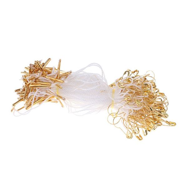 

4inches 1000pcs nylon garment hang tag string, clothing lanyard tag rope with pear shaped safety pin, Silver