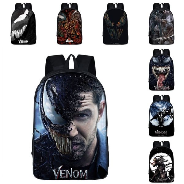 

venom print backpack for boys children bookbag black men's rucksack casual fashion shoulder daypack school bags