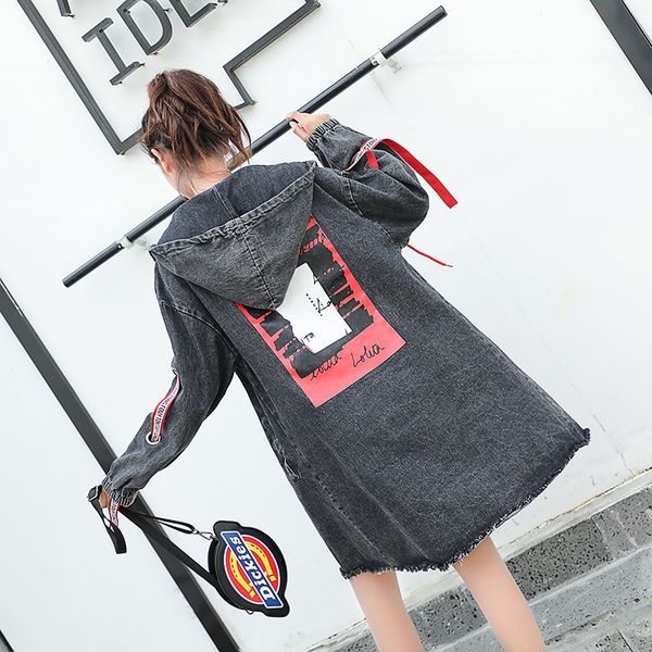 

fashion office lady slim denim trench for women full sleeve ladies trench long windbreaker single breasted autumn streetwear, Tan;black