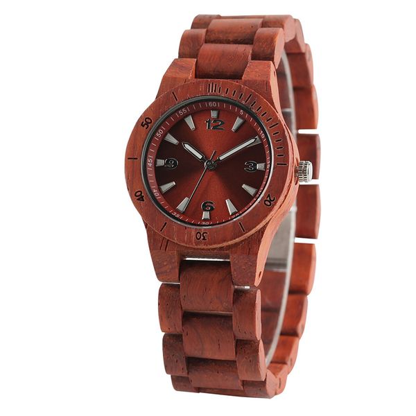 

elegant small diall lady wrist watch red/black full wooden women's bracelet watches wood band ladies bangle clock gifts 2018, Slivery;brown