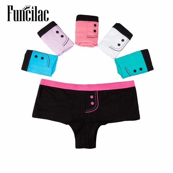 FUNCILAC Woman Underwear Panties Women Boxers Cotton Printed Shorts Ladies Knickers Boyshort for Women 6 pcs/Lot