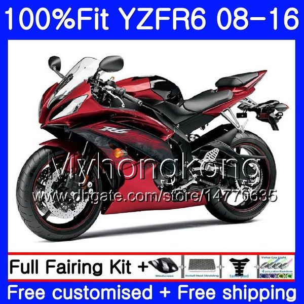 Injeção vermelha brilhante para Yamaha YZF R6 YZF-600 YZFR6 08 13 14 15 16 234HM.25 YZF 600 R6 YZF600 YZF-R6 2008 2013 2015 Feedings