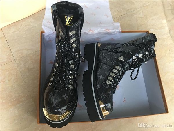 

Luxury de igner boot for men women middle boot cowhide titching ela tic knitting retro thick heel boot ize