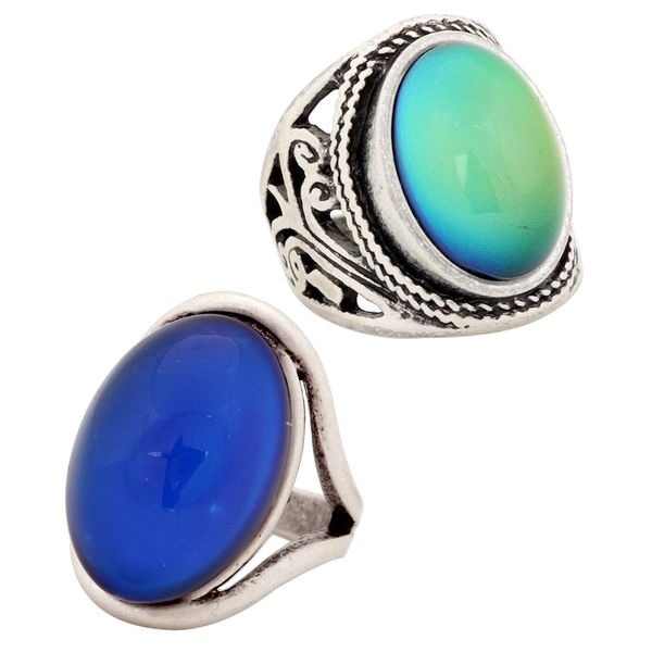 

cool big stone mood alloy bohemia retro emotion feeling ring us size 7/8/9 rs019-022, Golden;silver