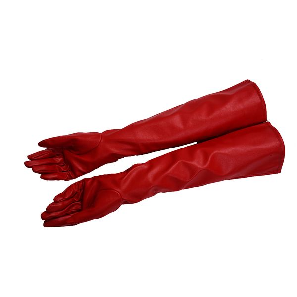 

pair of stylish red solid color pu leather long gloves for women, Blue;gray