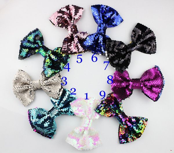 

a-style 4.8 inch 9 colors scales sequins bows sequin bows newborn sequin hair without clips 36pcs/lot, Slivery;white