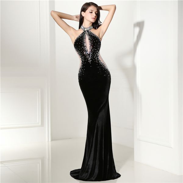 abito lungo velluto nero