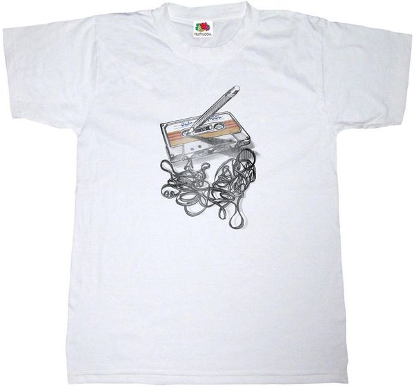 

cassette tape t-shirt 100% cotton retro music boom box stereo music tee shirt new t shirts funny tee new funny, White;black