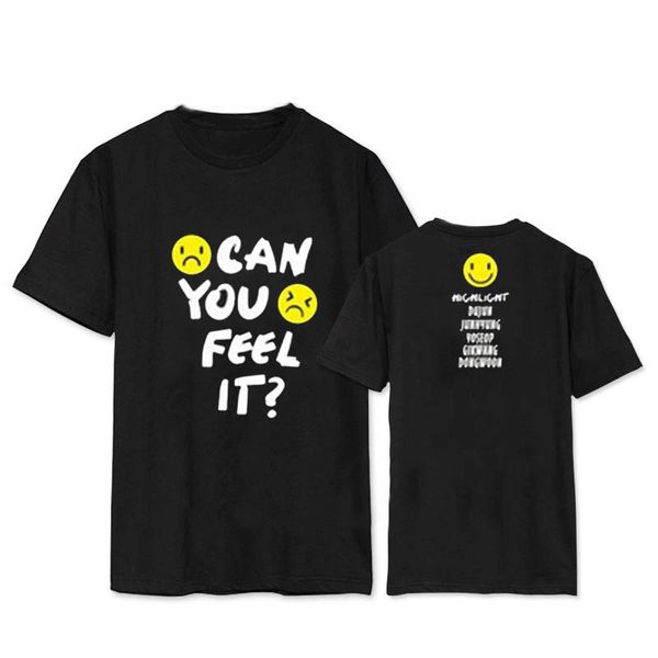 

kpop highlight can you feel it shirts k- casual cotton clothes tshirt t shirt short sleeve t-shirt dx435, White