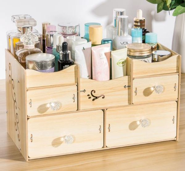 2019 Wooden Cosmetic Storage Box With Drawer Multi Layer