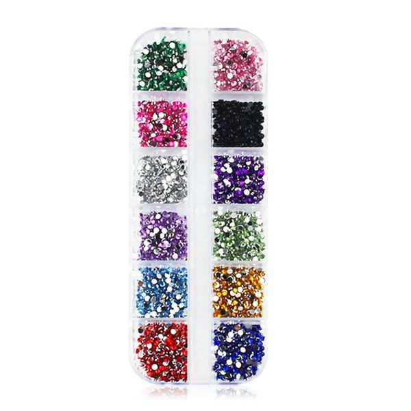 

1box round colorful 1.5 2.0 3.0mm rhinestones nail decoration diamond shapes glitters uv gel manicure nails accessories, Silver;gold