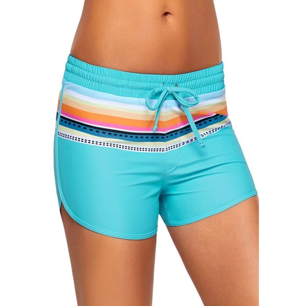 

women's wide waistband swimsuit bottom shorts swimming pant boxer boardshorts two-piece separate tankini stretch plus size trunk, White;black
