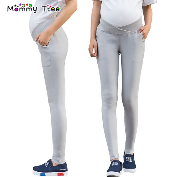 

solid color low waist maternity pants spring casual slim clothes for pregnant women plus size pregnancy trousers -xxl, White