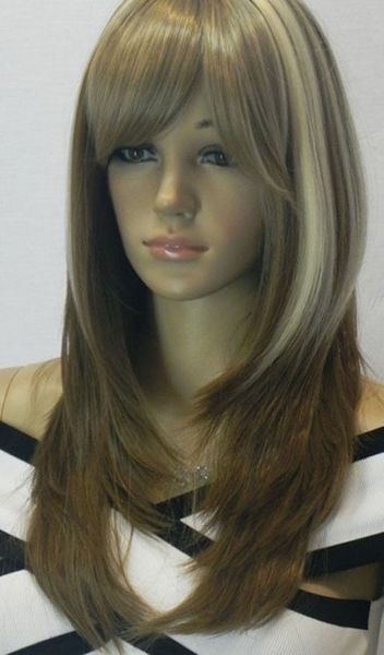 

fashion stylish long wavy blonde mix women hair cosplay wig, Black