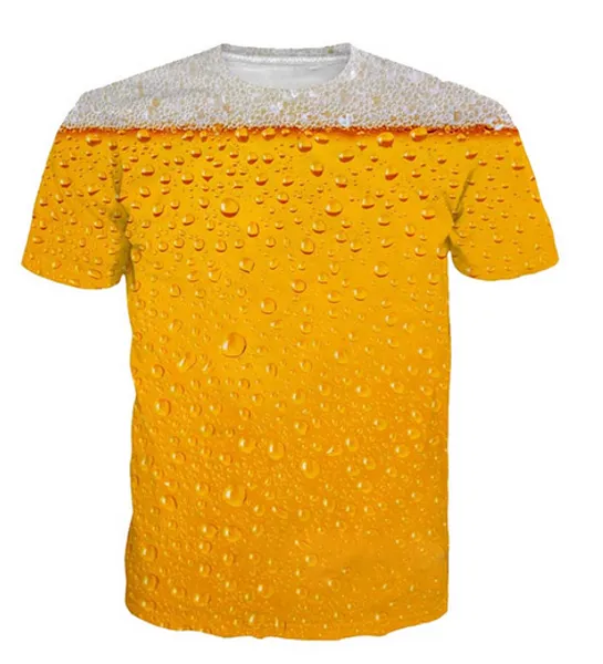 

new fashion 3d t-shirt casual beer summer style men and women short sleeve creative printed tees zc09, White;black