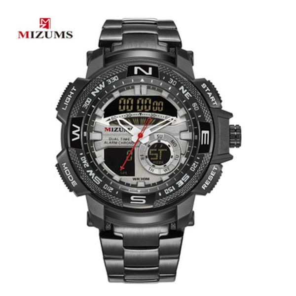 

2018 brand quartz chronograph men watches black steel army digital sport watch horloge hombre reloj relogio masculino, Slivery;brown