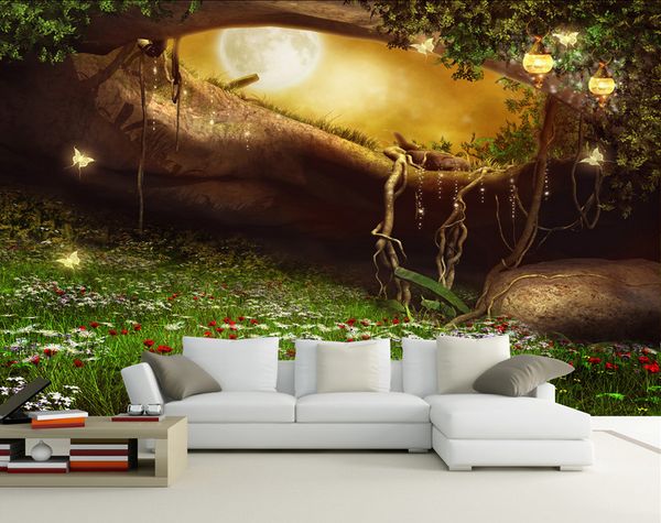 3D Wallpaper Personalizzato 3d Wallpaper murale Fairy Land Forest Wonderland Europeo Extension Personality Carta da parati Pittura murale