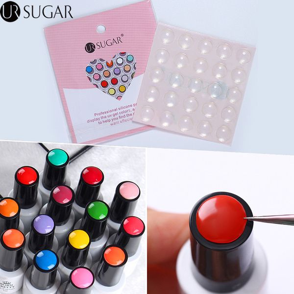 

ur sugar 25pcs transparent silicone label sticker adhesive paster gel polish color button uv gel polish display nail art tool