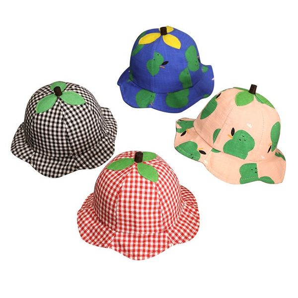 

little kids Child fisherman hat girl straw Fruit style hat summer thin air shading cap baby girl princess fresh sunscreen beach