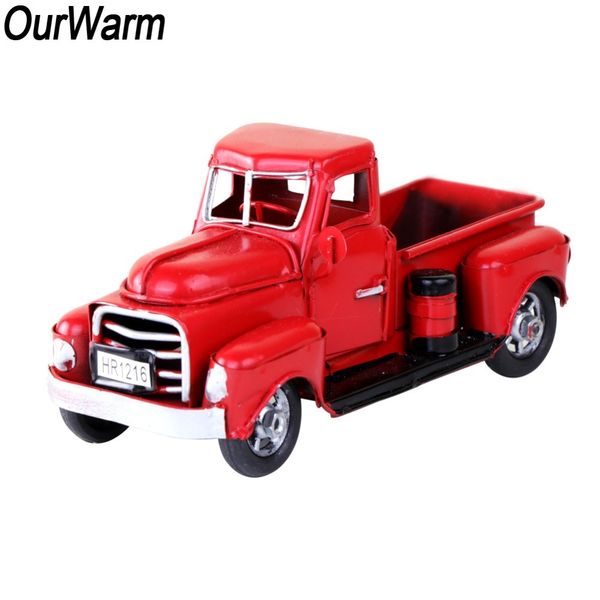 

ourwarm new year's toys vintage red metal truck kids holiday gifts ornament table rustic christmas decoration for home y18102909