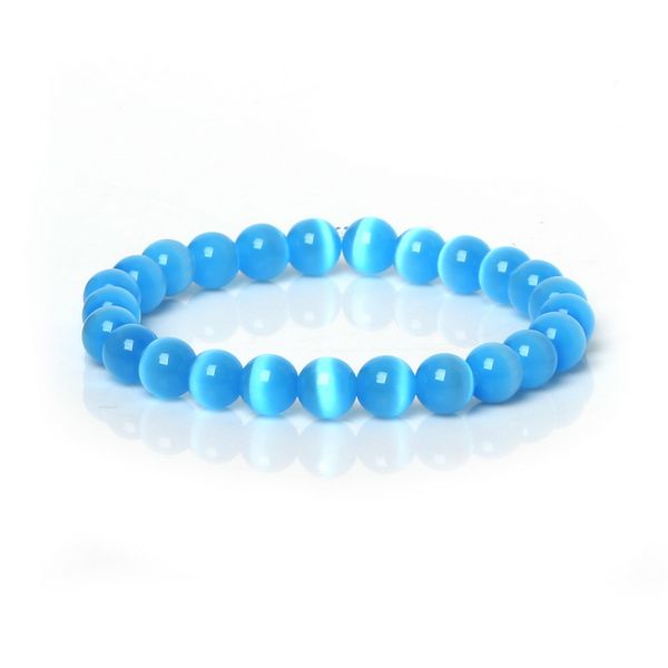 

promotion 8mm natural stone bangle elasticity rope cat's eye bead bracelets for women pulseira feminina, Black