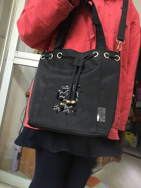 

2018 new classic sequins logo bucket bag sequins bags classic pattern tote with strap famous collections item with tag perfect size-anita