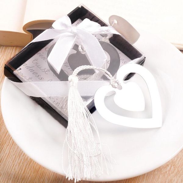 

Creative birthday wedding favor party gift double heart metal metal bookmark with ta el lx3406