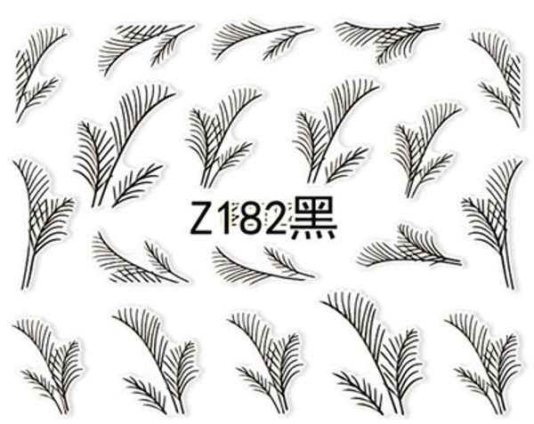 

2pcs white black 3d nail slider decals nail art sticker glitter metal hollow lotus leaf feather adhesive manicure decor z181-192, Silver;gold
