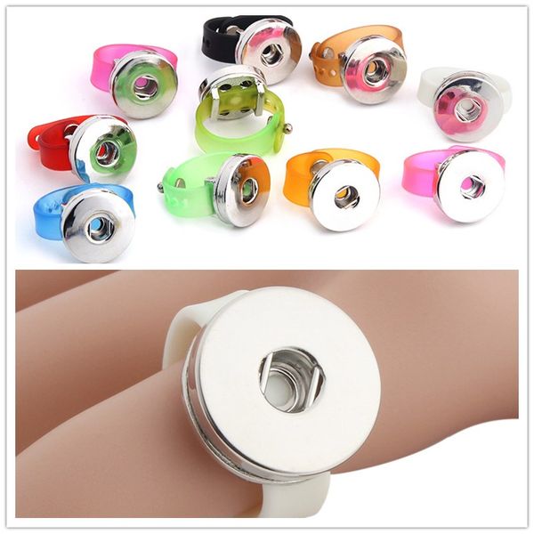 

noosa chunks snaps jewelry silicone 18mm snap button adjustable ring for women men jewelry, Golden;silver