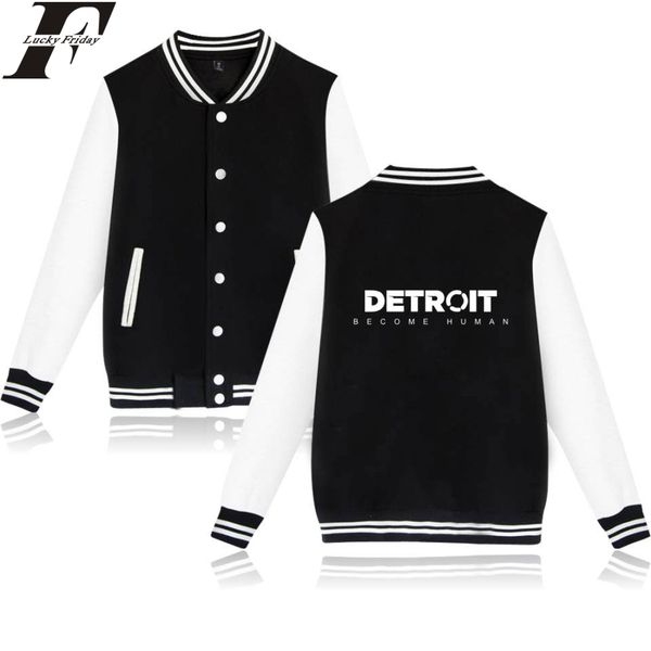 

2018 detroit become human baseball jackets game collage style long sleeve baseball jackets men/women plus size, Black;brown
