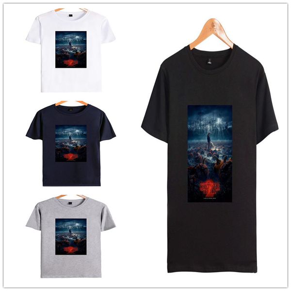 

men's large size (2xs-4xl) t-shirt four-color round neck loose monster strange language printing casual sports short-sleeved cotton jac, White;black