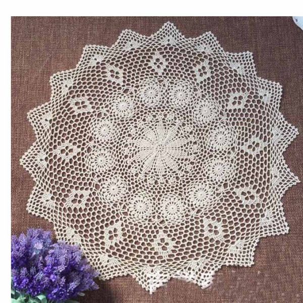 

75cm 100% cotton beige/white handmade crochet doilies dish mats pads round table cloth ambry mat bowls mat