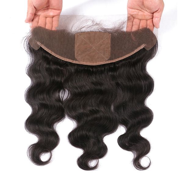 

Brazilian Body Wave 13x4 Ear To Ear Pre Plucked Silk Base Lace Frontal Closure With Baby Hair Remy Human Hair Free Part