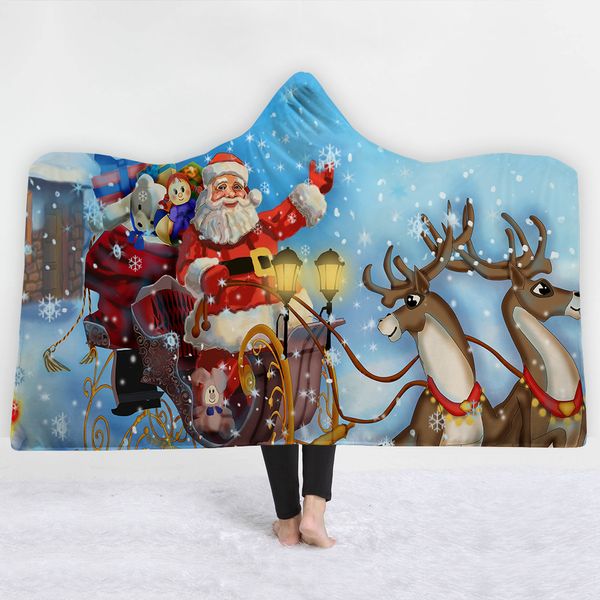 

cilected christmas cartoon snowman hooded carpet sherpa wool thicken double layer wearable blanket festive home shawl 150x200cm
