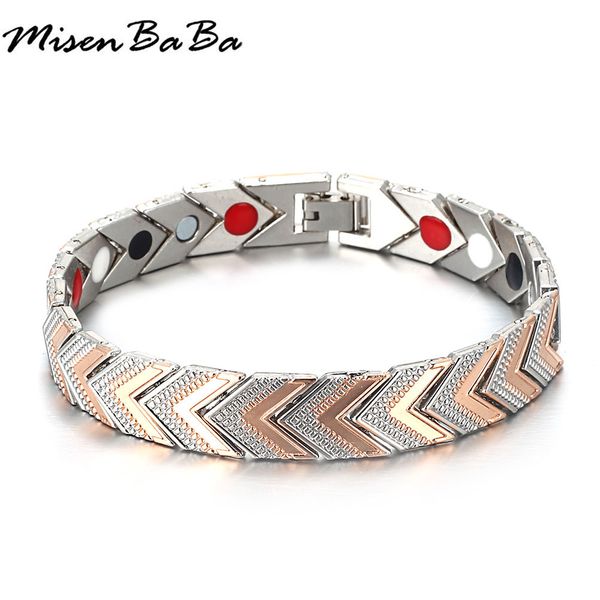 

rose gold black color copper chains link power bracelets energy balance health bio s germanium magnetic for men women
