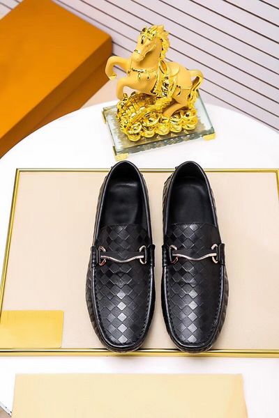 

original box] fashion louise mens dress loafers doug casual walk shoes cow leather office drive moccasin-gommino rhombus shoes size 38-44, Black