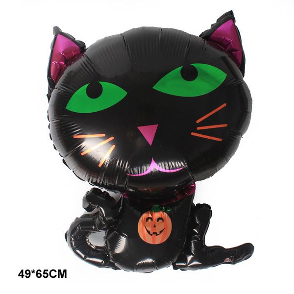 Acheter Halloween Dessin Animé Mignon Feuille Film Ballons Chat Noir Corps Modélisation Ballons En Aluminium Parti Fourniture Décoration Jouets De