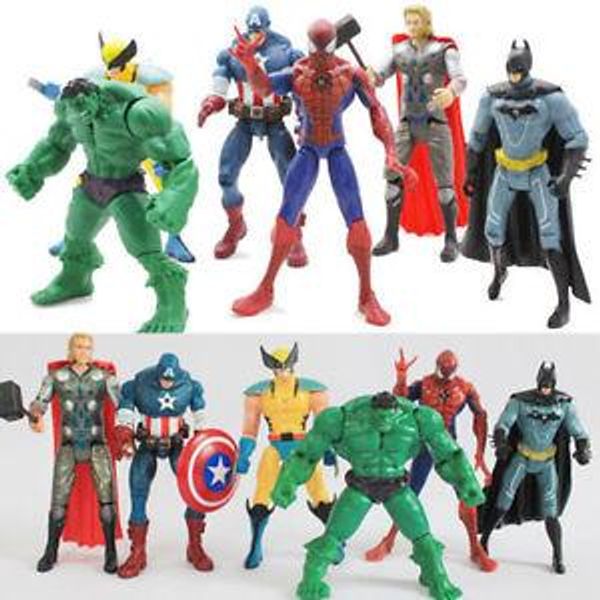 

6x marvel the avengers hulk captain wolverine batman spiderman figure collection t05 new arrival